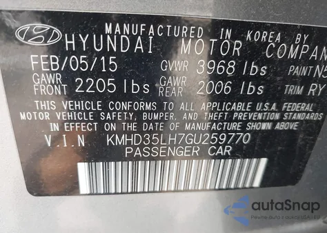 2016 Hyundai Elantra Gt из США, поврежденный, VIN KMHD35LH7GU259770